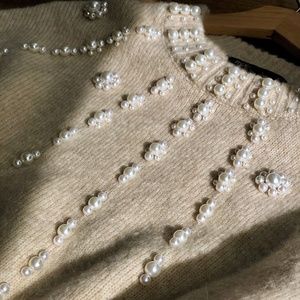 Maje Cream Pearls Sweater (Never Worn)